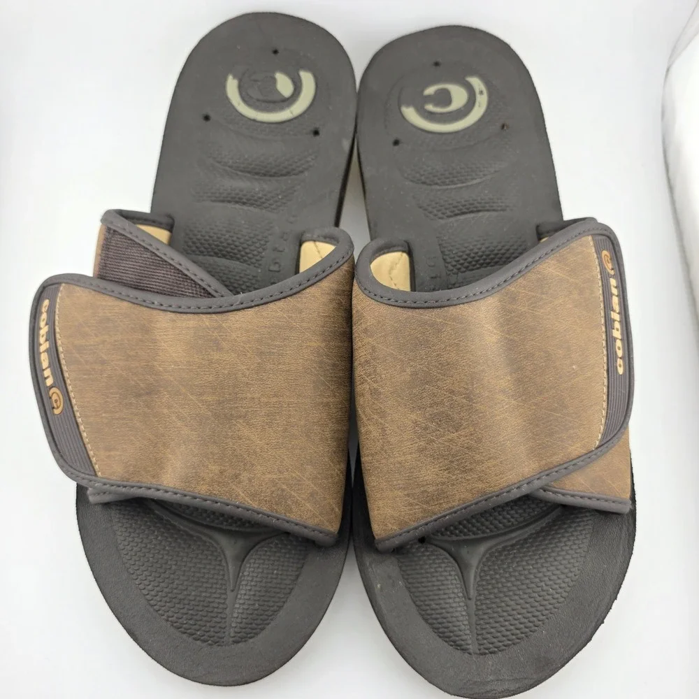 Cobian GTS Draino Slide Sandals Adjustable Strap Mens 13 Brown Comfort Beach